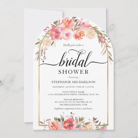 Aquarellfarbenes Rosa Brautparty Einladung (Vorderseite)