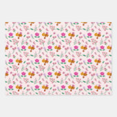 Aquarellfarbenes Rosa Kaninchen im Gartenmuster Ki Geschenkpapier Set (Vorderseite)