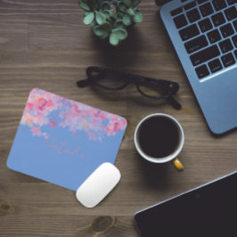 Aquarellfarbenes, rosa Korallenblau, Mauspad