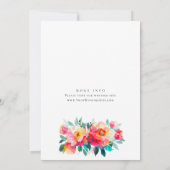 Aquarellfarbenes, rosa Orangefarbenes Blume Brautp Einladung (Rückseite)