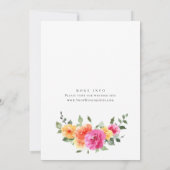 Aquarellfarbenes, rosa Orangefarbenes Blume Brautp Einladung (Rückseite)
