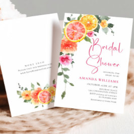 Aquarellfarbenes, rosa Orangefarbenes Blume Brautp Einladung