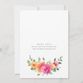 Aquarellfarbenes, rosa Orangefarbenes Blume Brautp Einladung (Rückseite)