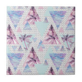 Aquarellfarbenes rosa und blaues Palmenmuster Fliese (Vorderseite)