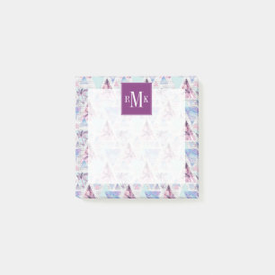 Aquarellfarbenes rosa und blaues Palmenmuster Post-it Klebezettel