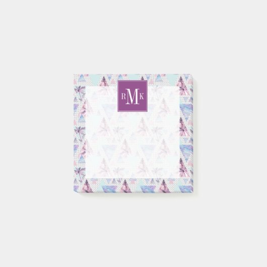 Aquarellfarbenes rosa und blaues Palmenmuster Post-it Klebezettel (Vorderseite)