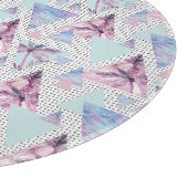 Aquarellfarbenes rosa und blaues Palmenmuster Schneidebrett (Ecke)