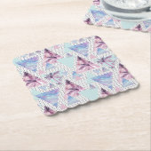 Aquarellfarbenes rosa und blaues Palmenmuster Untersetzer (angewinkelt)