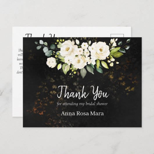 *~* Aquarellfarbenes rustikales Weißrosen-Brautpar Postkarte (Vorne/Hinten)