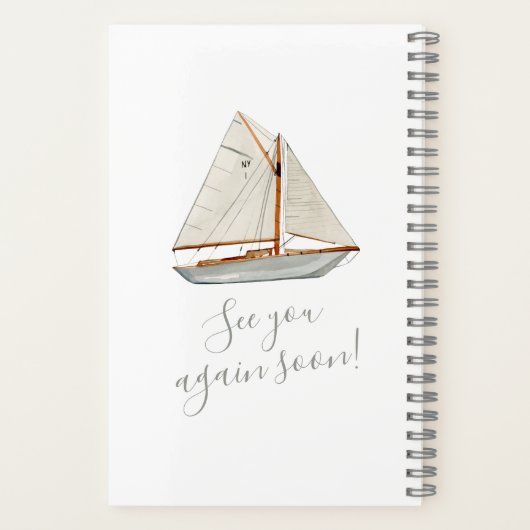 Aquarellfarbenes Sailboat Beach House Notizblock (Rückseite)