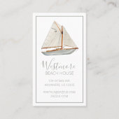 Aquarellfarbenes Sailboat Beach House Visitenkarte (Vorderseite)