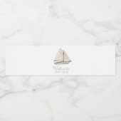 Aquarellfarbenes Sailboat Beach House Wasserflaschenetikett (Einzelnes Label)