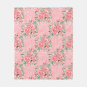 Aquarellfarbenes Shabby Chic Rosen und Polka-Punkt Fleecedecke (Vorderseite)