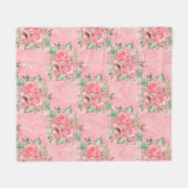 Aquarellfarbenes Shabby Chic Rosen und Polka-Punkt Fleecedecke (Vorderseite (Horizontal))
