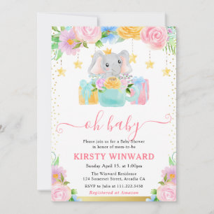 Aquarellfarbenes Süße Tier Friends Babydusche Einladung