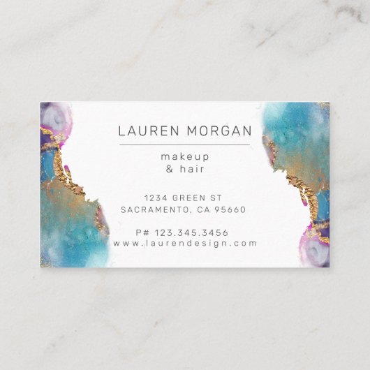 Aquarellfarbenes Texturgold Visitenkarte (Rückseite)