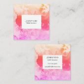 Aquarellfarbenes, texturiertes Bild pink Quadratische Visitenkarte (Vorne/Hinten)
