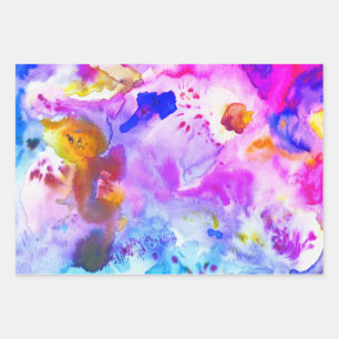 Aquarellfarbenes, texturiertes Gemälde, lebhaft li Geschenkpapier Set