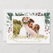 Aquarellfarbenes Verheiratetes und fröhliches Foto Einladung (Vorderseite)