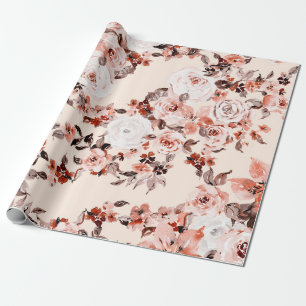 Aquarellfarbenes Vintages, nahtloses Blumenmuster, Geschenkpapier