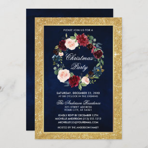 Aquarellfarbenes Weihnachtsgebäck Party Gold Glitz Einladung