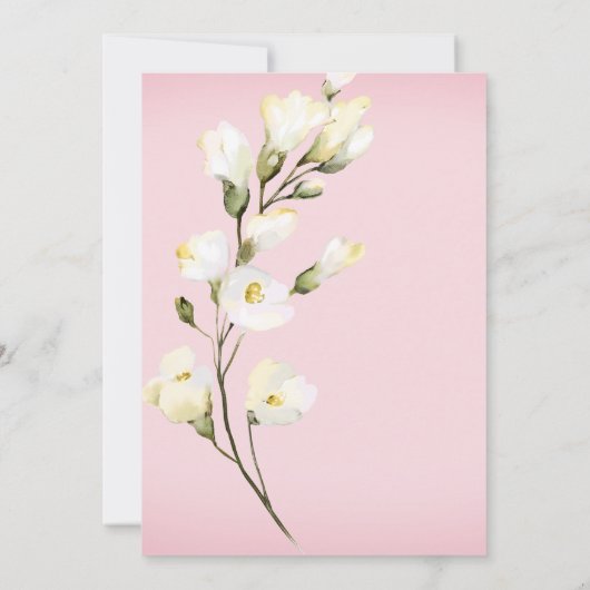 *~* Aquarellfarbenes White Beach Rose Buds Brautpa Einladung (Rückseite)