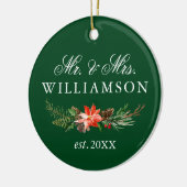 Aquarellfarbenes Winter-FOTO BACK Green Keramik Ornament (Links)