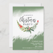 Aquarellfarbenes Wintergrün Weihnachten Party Einladung (Vorderseite)