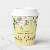 Aquarellfarbenlemon-Rosa-Blumenschrift Pappbecher (Rückseite)