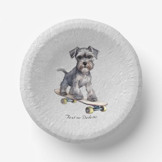 Aquarellfarbenminiatur Schnauzer Papierschale Pappteller (Vorderseite)