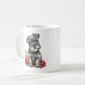 AquarellfarbenMiniaturschnauzer mit Rote Rosen Kaffeetasse (Vorderseite Links)