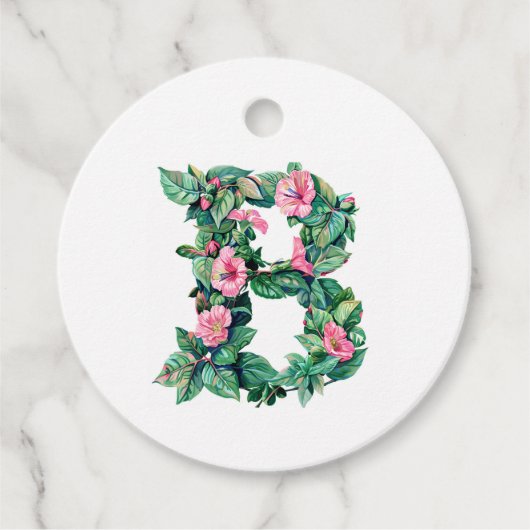 Aquarellfarbenmonogramm B (Name anpassbar) Geschenkanhänger (Vorderseite)