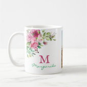 Aquarellfarbenmonogramm: Zwei Foto Collage Girl Kaffeetasse (Links)
