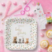 Aquarellfarbenneutrales Woodland Tier Babydusche Pappteller (Party)