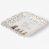 Aquarellfarbenneutrales Woodland Tier Babydusche Pappteller (Gewinkelt)