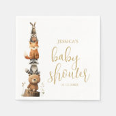 Aquarellfarbenneutrales Woodland Tier Babydusche Serviette (Vorderseite)