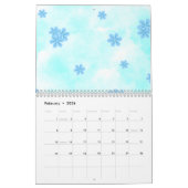 Aquarellfarbenretralblau Blumenmuster personalisie Kalender (Feb 2026)
