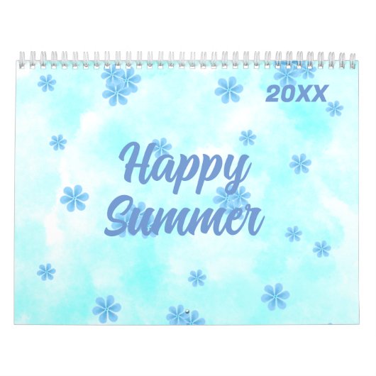 Aquarellfarbenretralblau Blumenmuster personalisie Kalender (Titelbild)