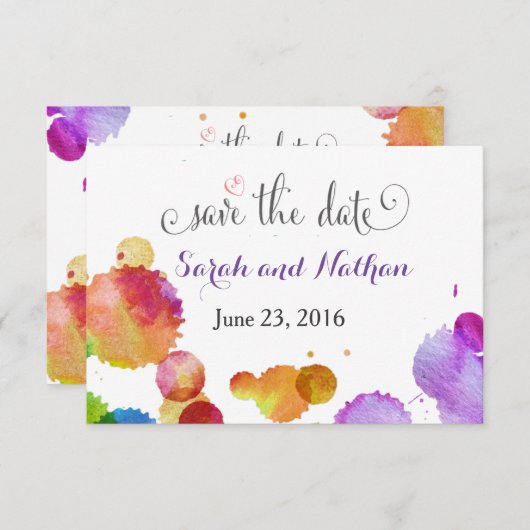 Aquarellfarbensplatten Save the Date (Vorne/Hinten)