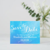 Aquarellfarbenwäsche, blau Save the Date gestriche Ankündigungspostkarte (Stehend Vorderseite)