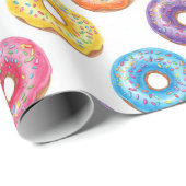 Aquarellfarbige Donuts mit Streuseln Geschenkpapier (Rolleneckpunkt)