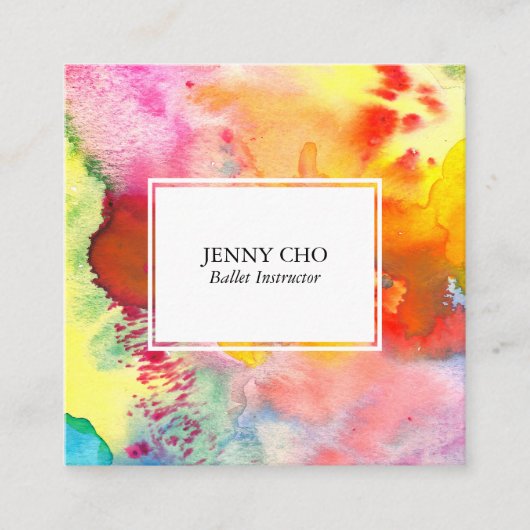 Aquarellfarbiges, texturiertes Gemälde lebhaft Quadratische Visitenkarte (Vorderseite)