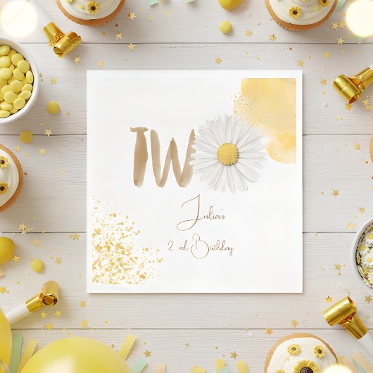 Aquarellfärbung am zweiten Geburtstag Serviette