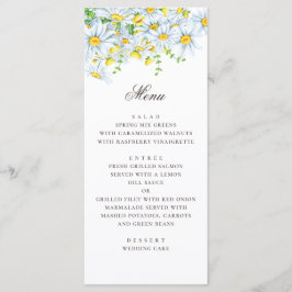 Aquarellfärbung. Chamomile. Blumenhochzeit Menükarte
