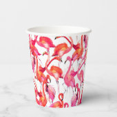 Aquarellfärbung Flamingo in Wasserfarben Pappbecher (Rückseite)