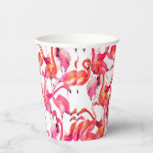 Aquarellfärbung Flamingo in Wasserfarben Pappbecher (Rechts)
