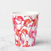 Aquarellfärbung Flamingo in Wasserfarben Pappbecher (Vorderseite)