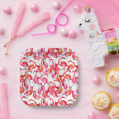 Aquarellfärbung Flamingo in Wasserfarben Pappteller (Party)