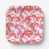 Aquarellfärbung Flamingo in Wasserfarben Pappteller (Vorderseite)