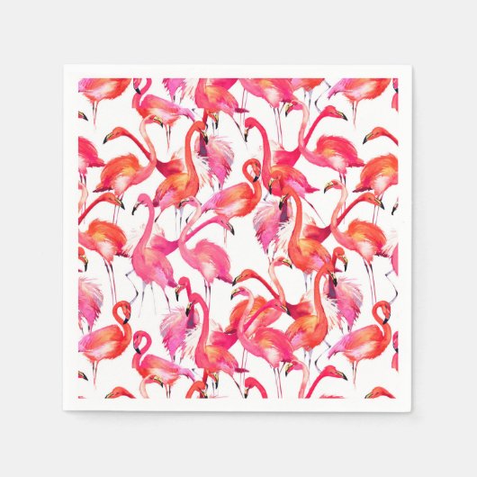 Aquarellfärbung Flamingo in Wasserfarben Serviette (Vorderseite)